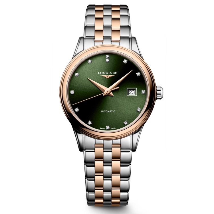 Longines Flagship L4.374.3.07.7 Automatico 30 mm Verde Bracciale Acciaio