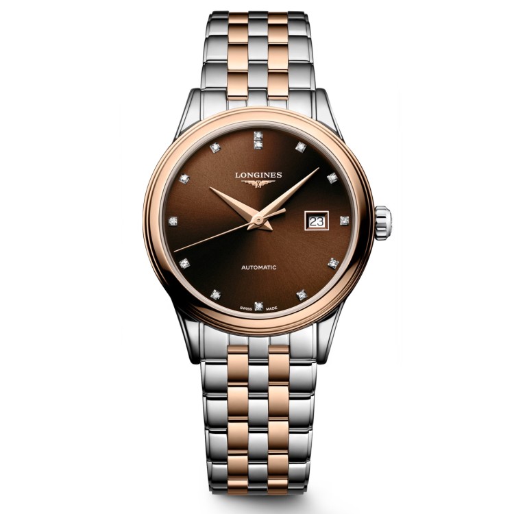 Longines Flagship L4.374.3.08.7 Automatico 30 mm Marrone Bracciale Acciaio
