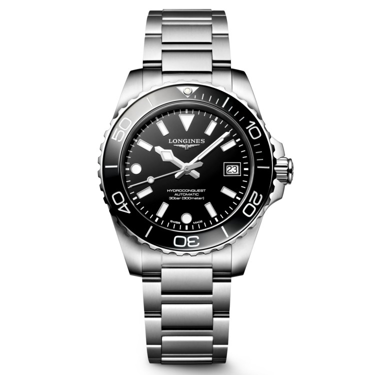Longines Hydroconquest L3.779.4.56.6 Automatico 39 mm Nero Bracciale Acciaio