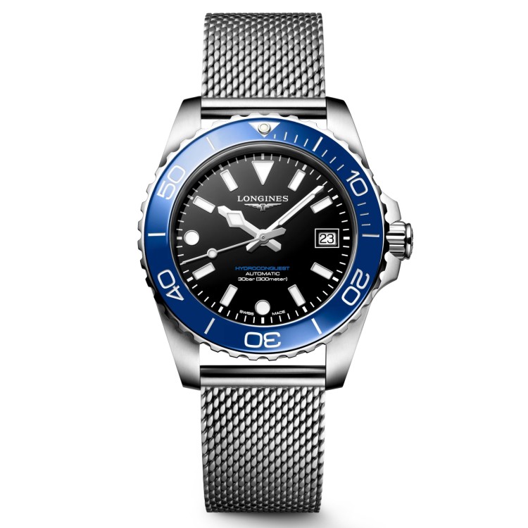 Longines Hydroconquest L3.779.4.90.6 Automatico 39 mm Nero Bracciale Acciaio