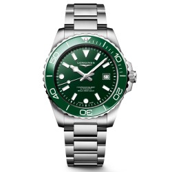 Longines Hydroconquest L3.788.4.06.6 Automatico 42 mm Acciaio Verde Bracciale Acciaio
