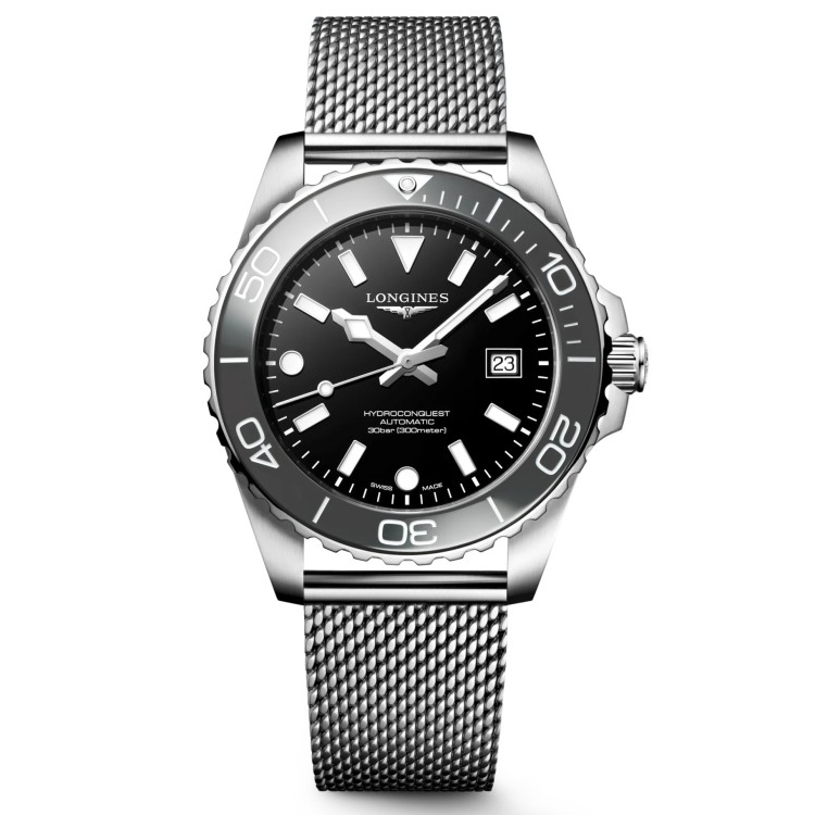 Longines Hydroconquest L3.788.4.70.6 Automatico 42 mm Nero Bracciale Acciaio