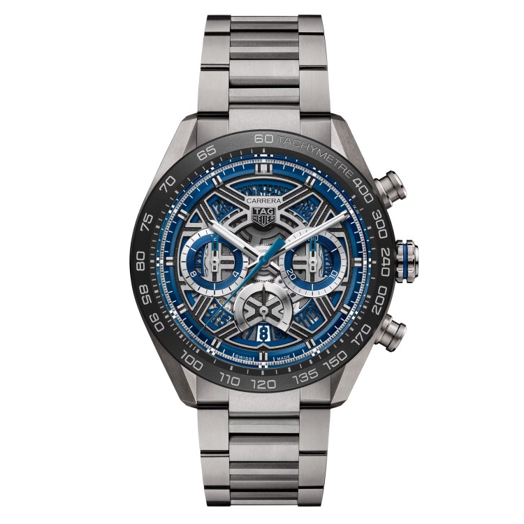 Tag Heuer Carrera CBU2081.BF0007 Cronografo Automatico 44 mm Titanio Blu Bracciale Titanio