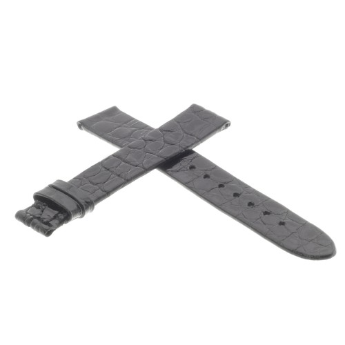 Montblanc Cinturino Coccodrillo Nero Lucido piatto misure 14/13 mm.