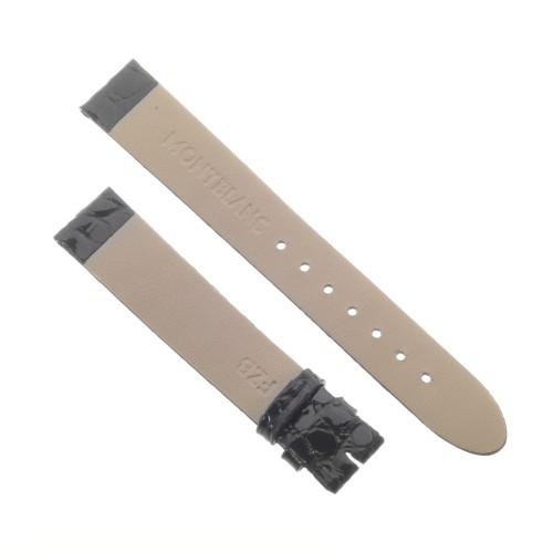 Montblanc Cinturino Coccodrillo Nero Lucido piatto misure 14/13 mm.