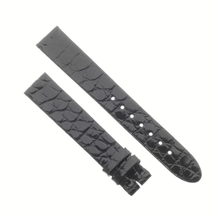 Montblanc Cinturino Coccodrillo Nero Lucido piatto misure 14/13 mm.