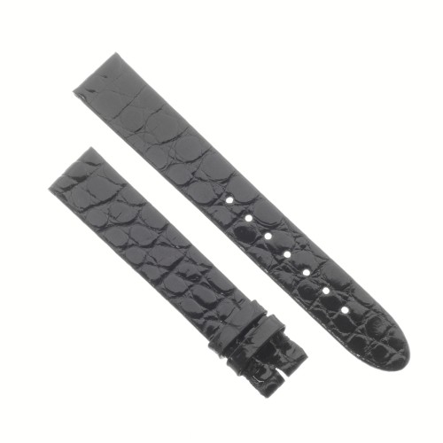 Montblanc Cinturino Coccodrillo Nero Lucido piatto misure 14/13 mm.