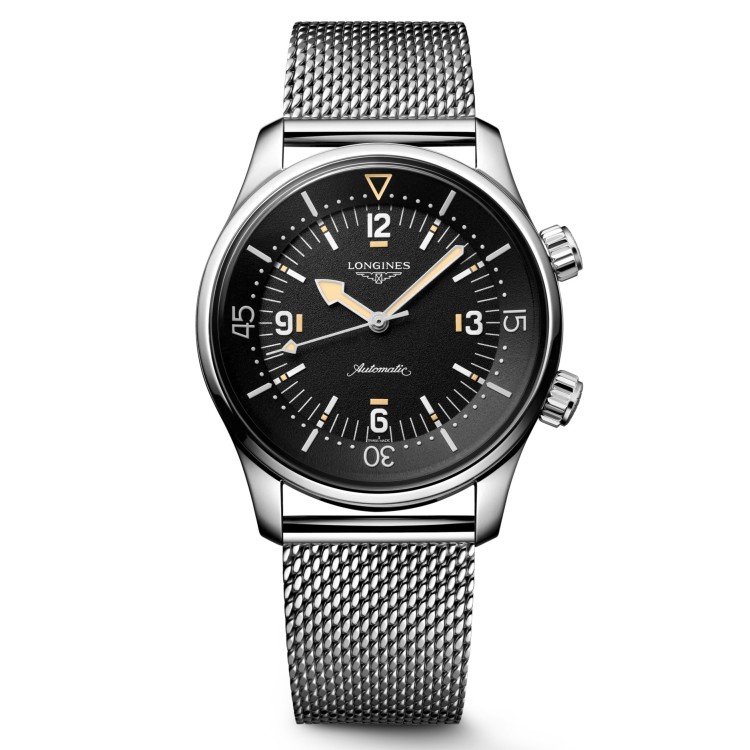Longines Heritage L3.795.4.59.9 Automatico 42 mm Acciaio Nero Bracciale Acciaio