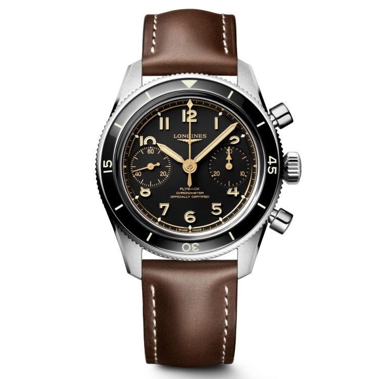 Longines Spirit L3.721.4.53.2 Cronografo Carica Manuale 39.5 mm Ceramica Nero