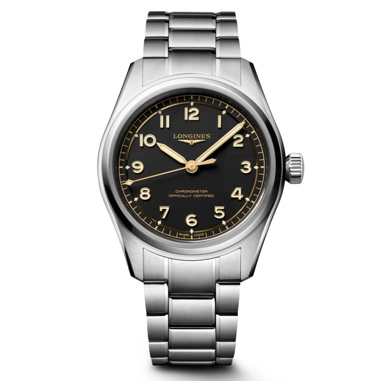Longines Spirit L3.809.4.53.6 Automatico 39 mm Acciaio Nero Bracciale Acciaio