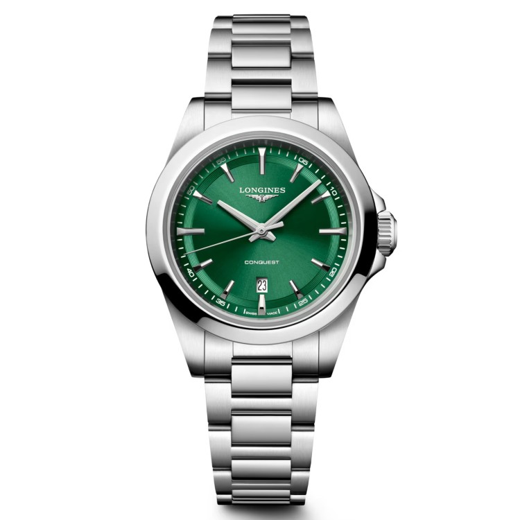 Longines Conquest L3.350.4.09.6 Quarzo 30 mm Verde Bracciale Acciaio