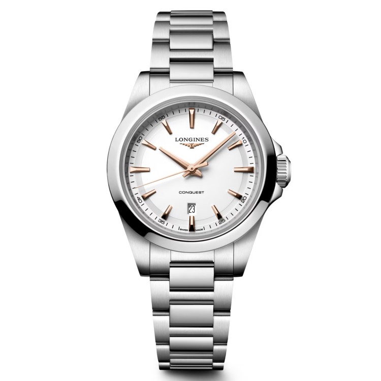 Longines Conquest L3.350.4.18.6 Quarzo 30 mm Bianco Bracciale Acciaio