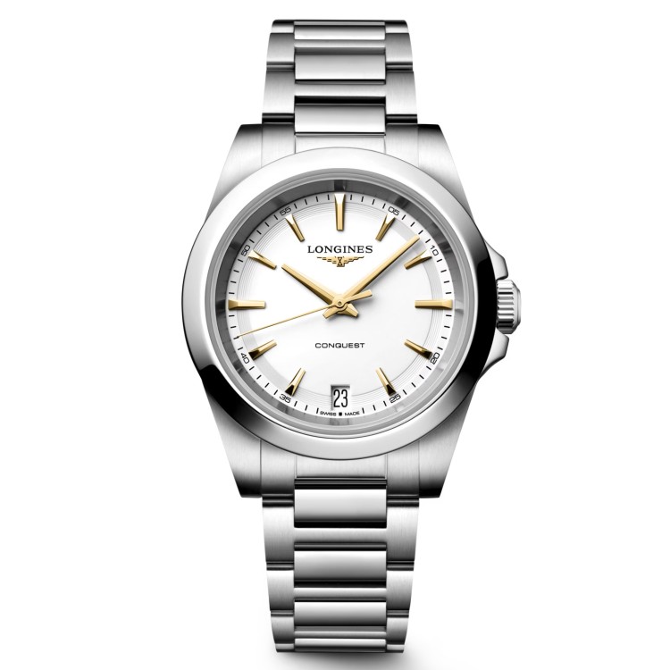 Longines Conquest L3.460.4.12.6 Quarzo 34 mm Bianco Bracciale Acciaio