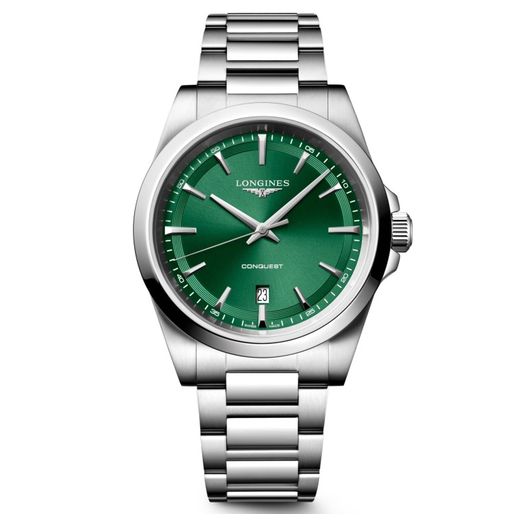 Longines Conquest L3.860.4.09.6 Quarzo 41 mm Verde Bracciale Acciaio
