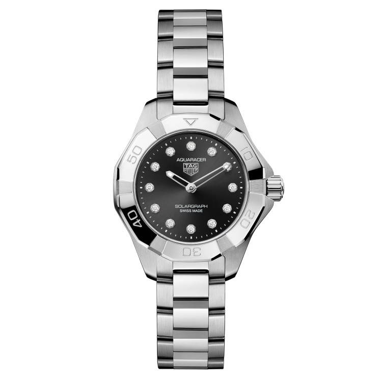 Tag Heuer Aquaracer WBP141G.BA0049 Quarzo 28 mm Nero Bracciale Acciaio