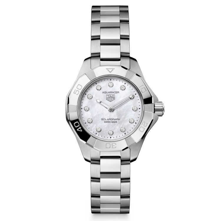Tag Heuer Aquaracer WBP141H.BA0049 Quarzo 28 mm Bianco Bracciale Acciaio