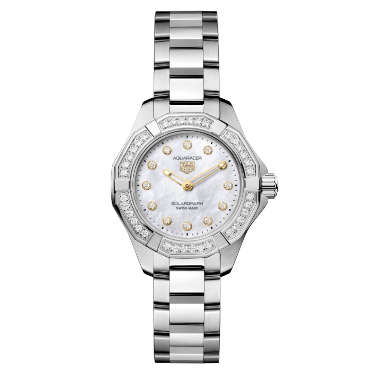 Tag Heuer Aquaracer WBP141J.BA0049 Quarzo 28 mm Bianco Bracciale Acciaio