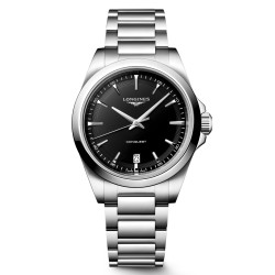 Longines Conquest L3.750.4.52.6 Quarzo 38 mm Acciaio Nero Bracciale Acciaio