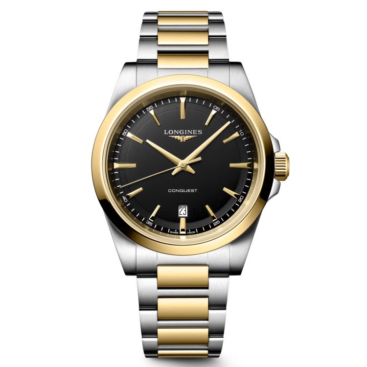 Longines Conquest L3.860.3.52.7 Quarzo 41 mm Acciaio Nero Bracciale Acciaio