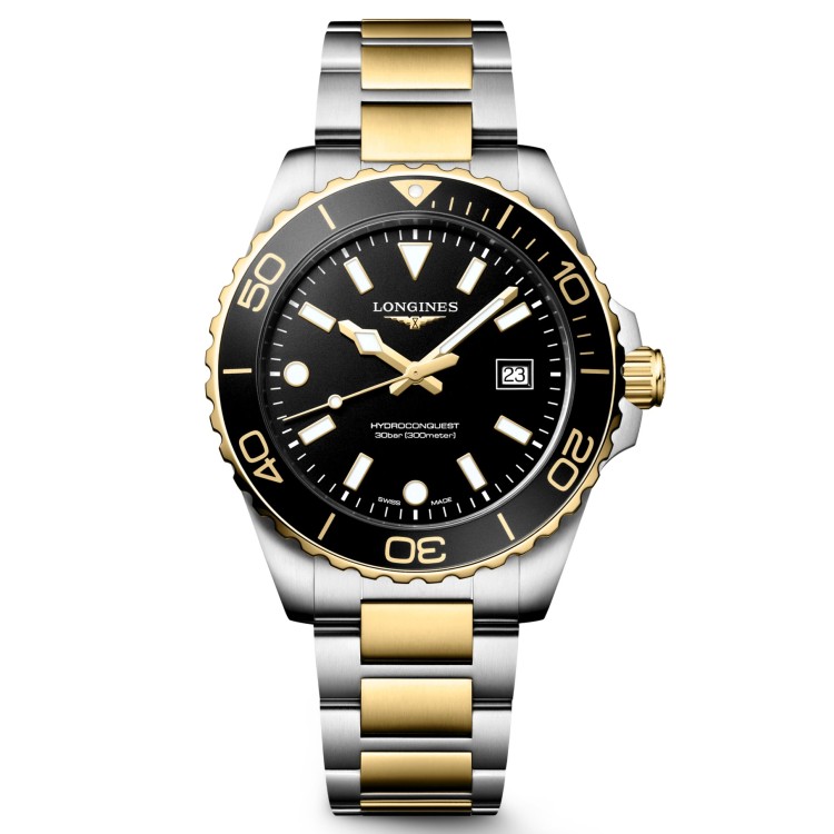 Longines Hydroconquest L3.769.3.56.7 Quarzo 42 mm Acciaio Nero Bracciale Acciaio