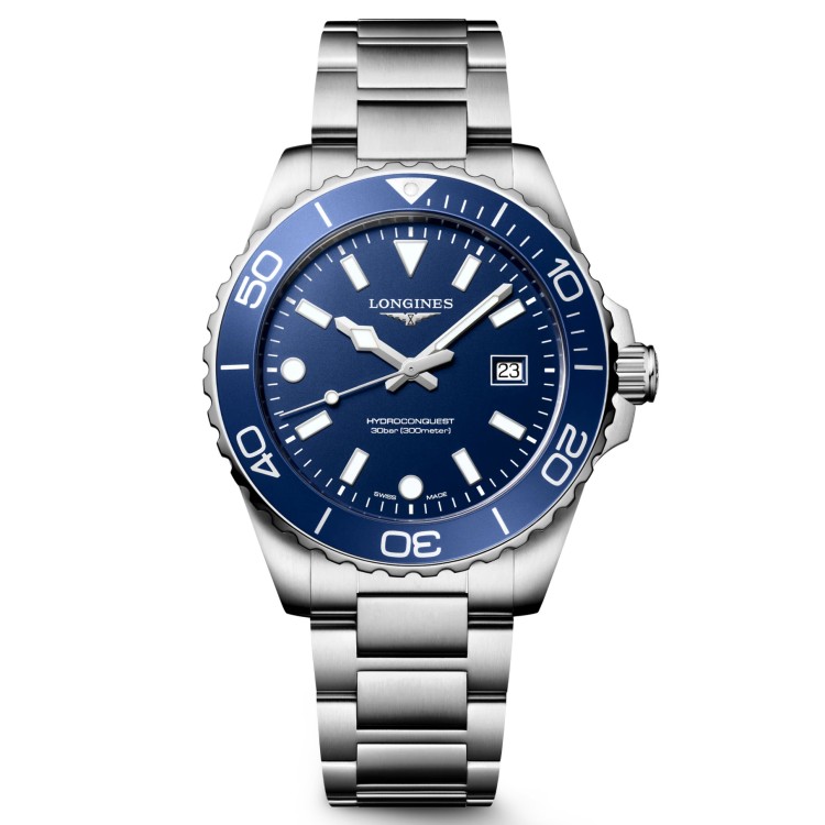 Longines Hydroconquest L3.769.4.96.6 Quarzo 42 mm Acciaio Blu Bracciale Acciaio