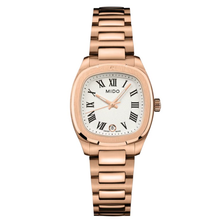 Mido Multifort M049.110.33.263.00 Quarzo 28 mm Oro Rosa Avorio Bracciale Acciaio