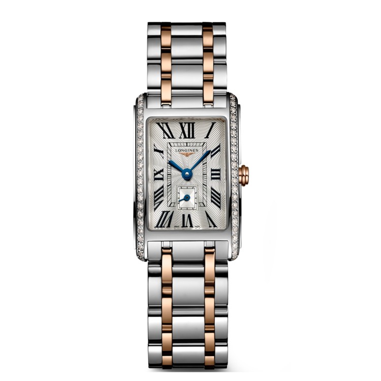 LONGINES DOLCE VITA L5.255.5.79.7 Acciaio Diamanti Oro Rosa Quarzo Romani 32 x 20,8 mm.