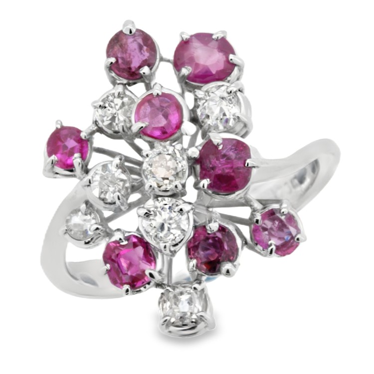 Anello Rubino Diamanti ct 0,36 Oro 18 kt