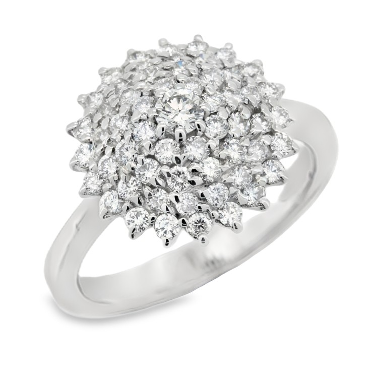 Anello Diamanti Margherita ct 0,10 G VS + 0,84 GH VS2 Oro Bianco 18 kt 5,86 gr