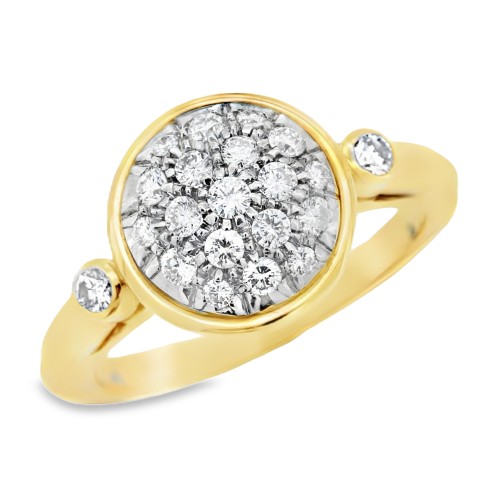 Anello Diamanti Taglio a Brillante ct 0,53 F VVS e Oro Giallo e Bianco 18 kt 7,11 gr