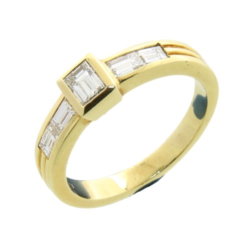 Anello Diamanti Taglio Baguette  ct  0,26 + B 0,43 Oro 18 kt