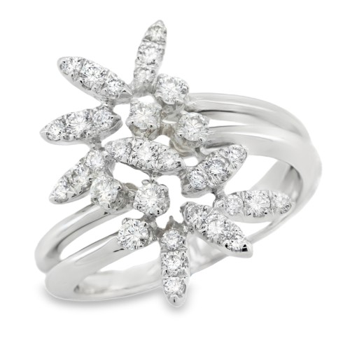 Anello FANTASIA Diamanti ct 0,63 EF VVS in Oro Bianco 18 kt 6,16 gr