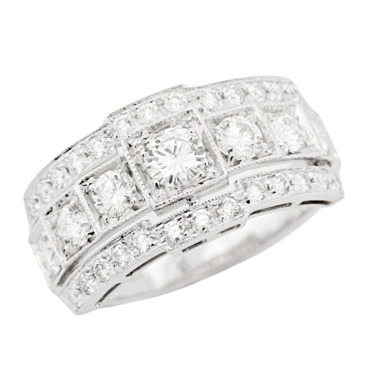 Anello Fascia Diamanti ct 0,98 + 0,22 Oro 18 kt