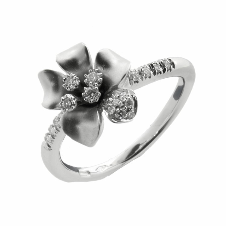 Anello Fiore Diamanti ct 0,19 Oro 18 kt