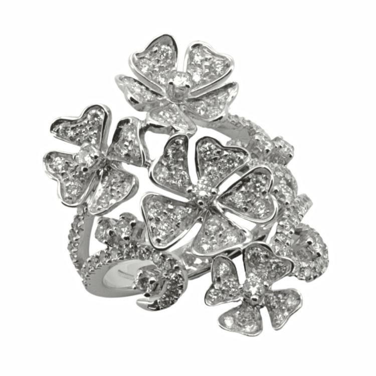 Anello Fiore Diamanti ct 1,30 Oro 18 kt