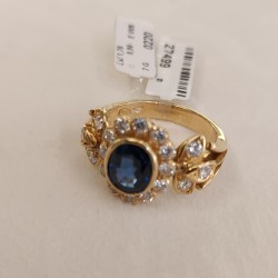 Anello Margherita Zaffiro Diamanti ct 0,75 Oro 18 kt 2