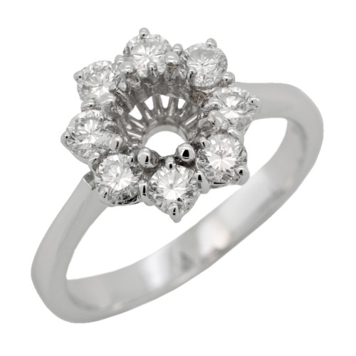 Anello Diamanti Margherita ct 0,58 I VVS + 0,75 F VS Oro Bianco 18 kt 4,42 gr