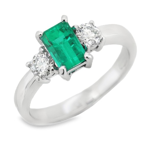 Anello Smeraldo Diamanti ct 0,43 Oro 18 kt