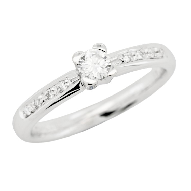 Anello Solitario Diamante ct 0,25 + 0,05 Oro 18 kt