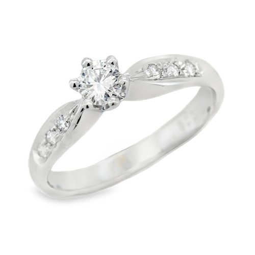 Anello Solitario Diamante ct 0,24 + 0,08 Oro 18 kt