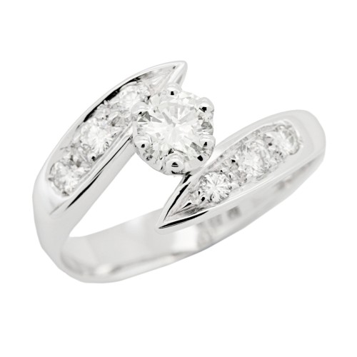 Anello Solitario Diamante ct 0,42 + 0,27 Oro 18 kt
