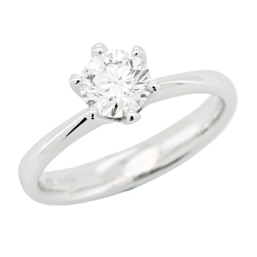 Anello Solitario Diamante Modello T 6VS ct 0,81 E VS1 EX EX VG IGI laser Oro 18 kt 3,50 gr