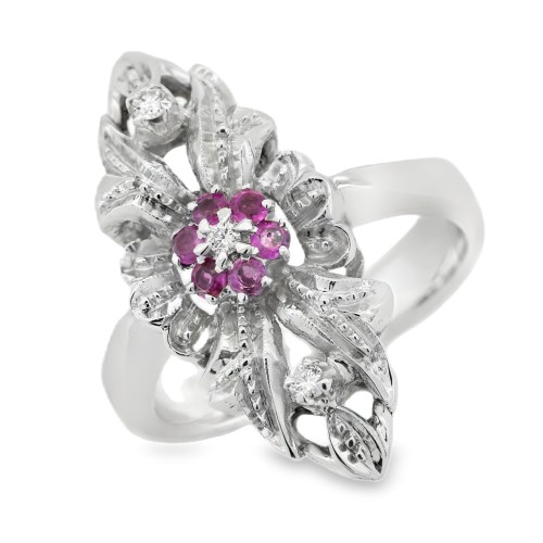 Anello Stile Antico Diamanti ART DECO Diamanti ct 0,06 Oro 18 kt