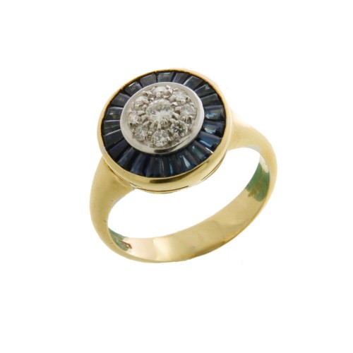 Anello Zaffiro Diamanti ct 0,27 Oro 18 kt
