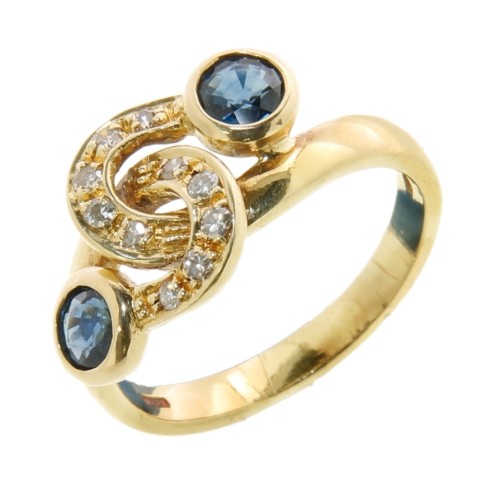 Anello Zaffiro Diamanti ct 0,14 Oro 18 kt