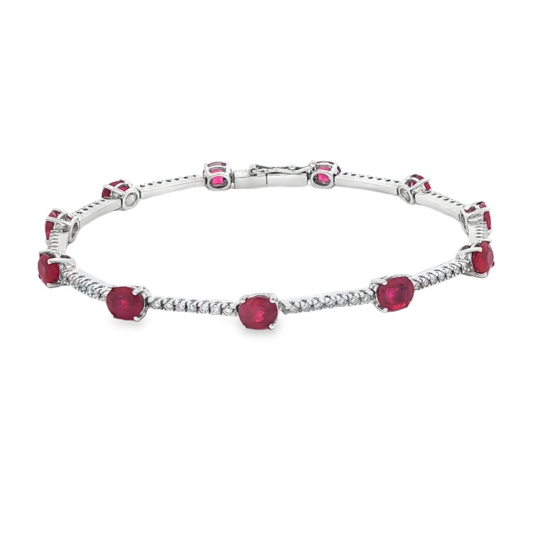 Bracciale Rubini Diamanti ct 4,96 + 0,62 Oro 18 kt
