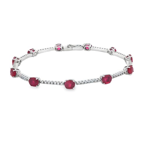 Bracciale Rubini Diamanti ct 4,96 + 0,62 Oro 18 kt