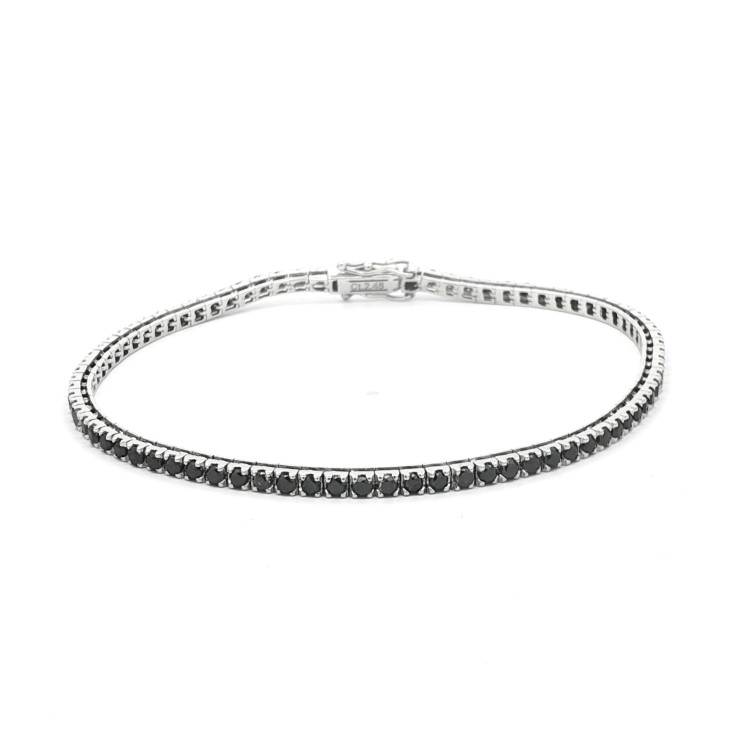 Bracciale Tennis Diamanti Neri 2,3 mm ct 2,48 Oro 18 kt 8,99 gr