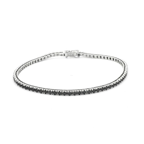 Bracciale Tennis Diamanti Neri 2,3 mm ct 2,48 Oro 18 kt 8,99 gr