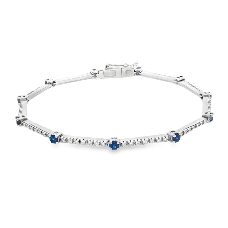 Bracciale Diamanti ct Zaffiri 0,95 +0,45  Oro 18 kt